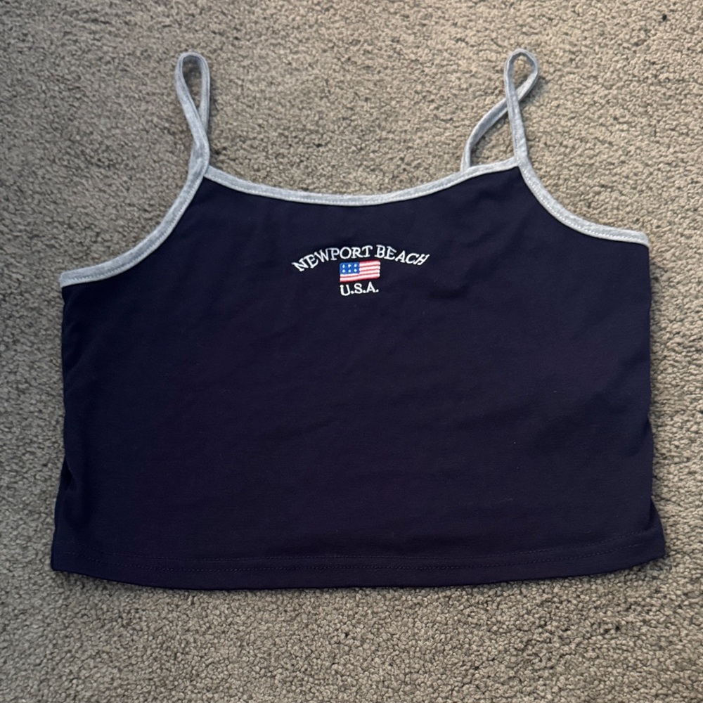 Navy Blue Tank Top with Gray Trim